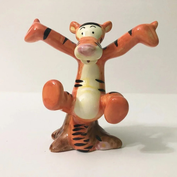 Vtg Tigger On Stump Walt  Disney Figurine Ceramic Winnie The Pooh Chipped - Picture 1 of 12